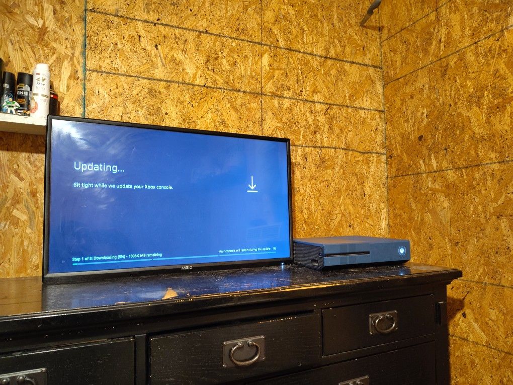 Blue Forza Edition Xbox One With Black Vizio Tv