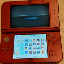 Red New Nintendo 3DS XL Modded With Several Games