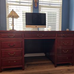 Asian Style Cherry Wood Executive Desk