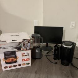 Air fryer monitor Keurig can opener and blender 