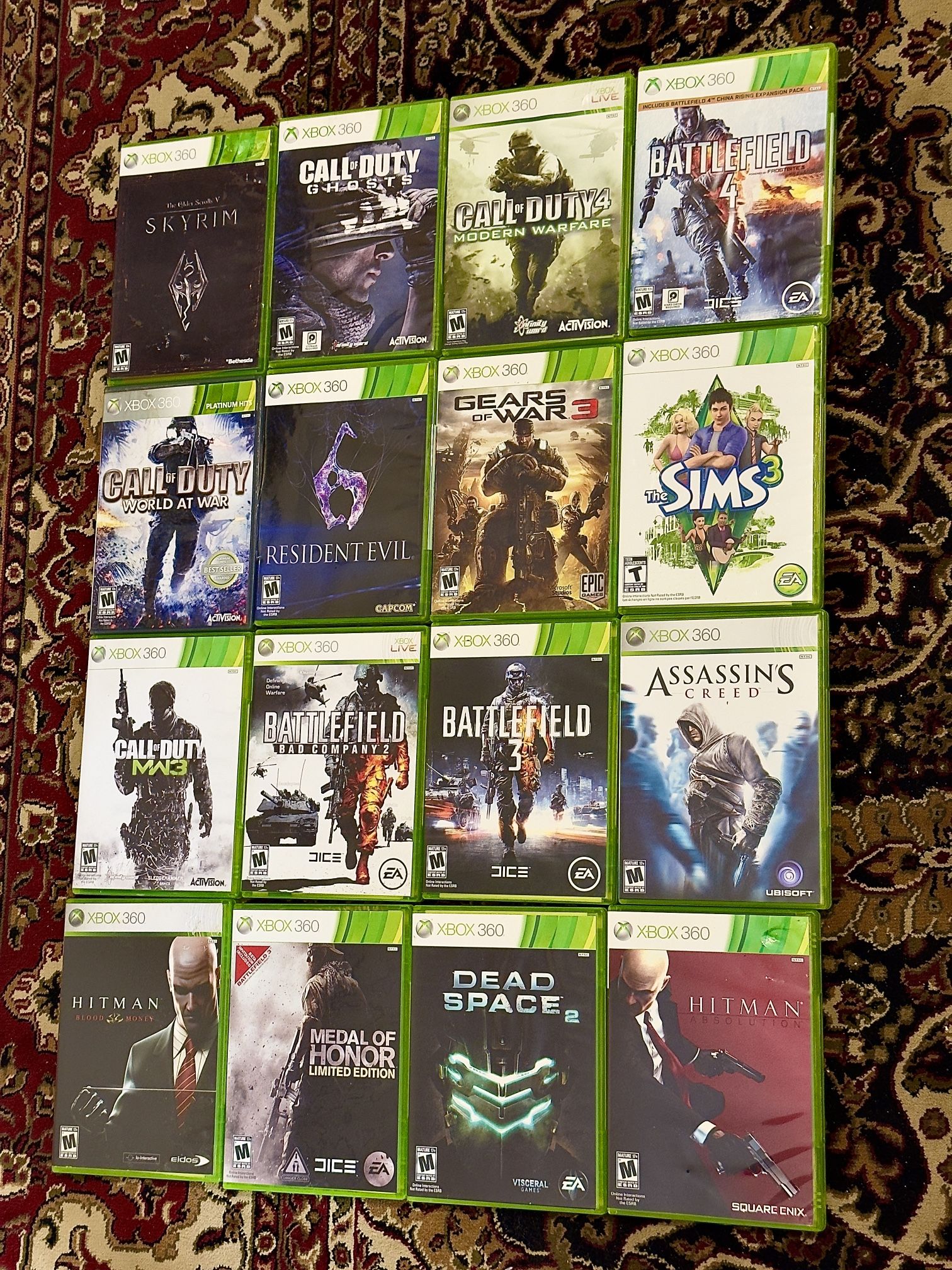 16 Xbox 360 Games Lot - Complete In Box (CIB) - Call Of Duty/Battlefield/Skyrim