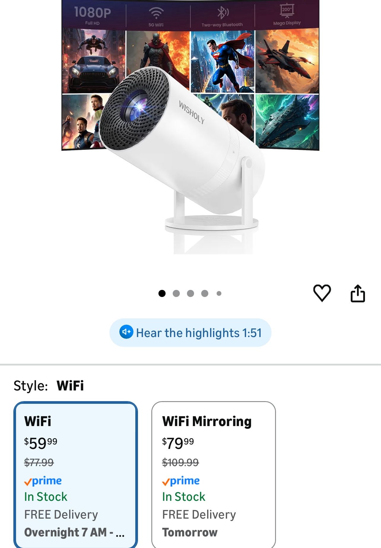 Mini Projector with WiFi and Bluetooth