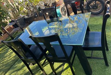 Glass Top Dining Table with 6 chairs