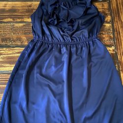 Navy Blue Satin Dress