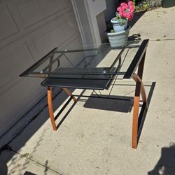 Modern Glass Wood And Metal Computer Desk80s