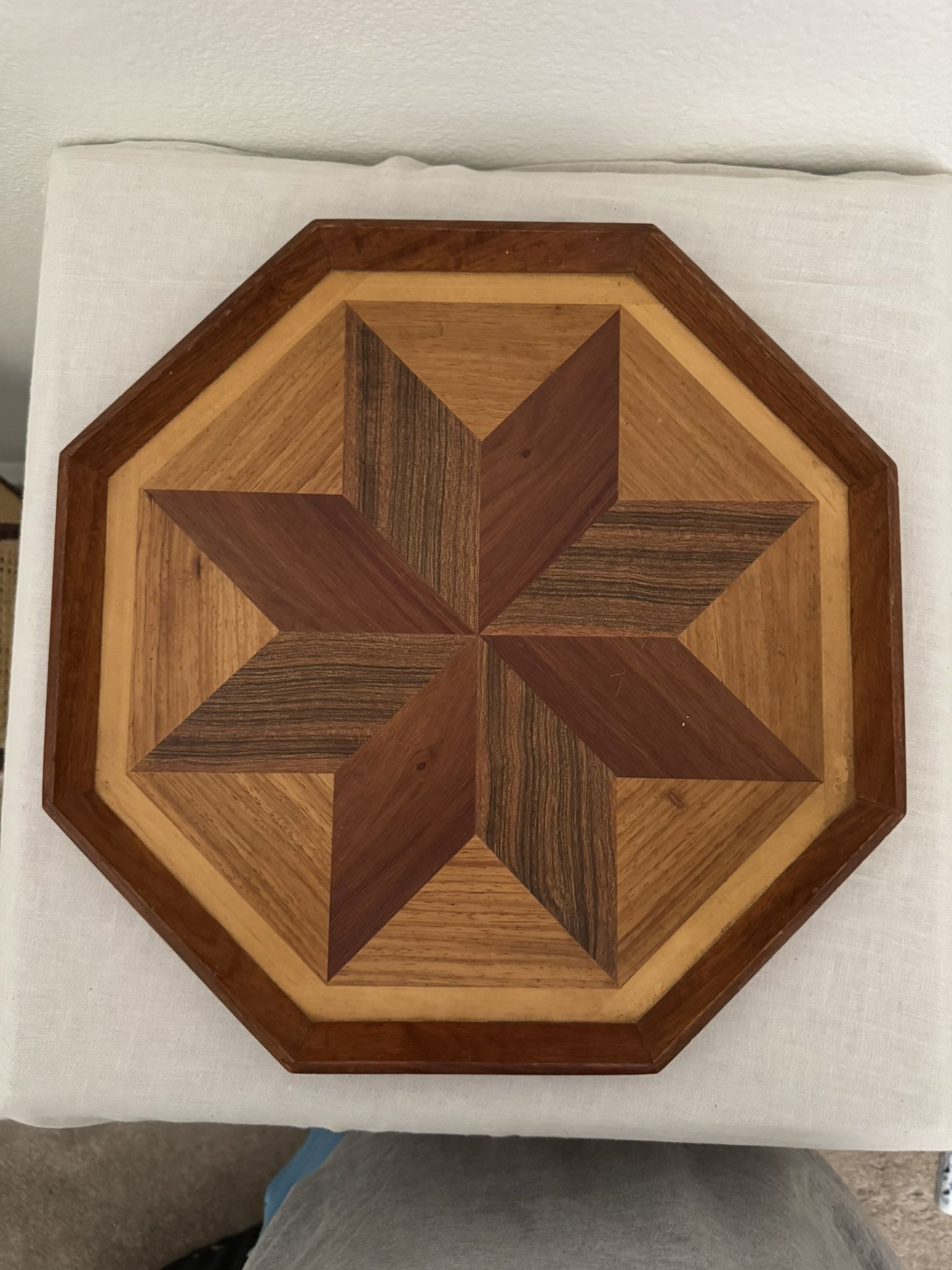 Vintage MCM Art deco geometric wood tray