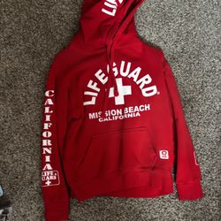 bright red life guard hoodie  