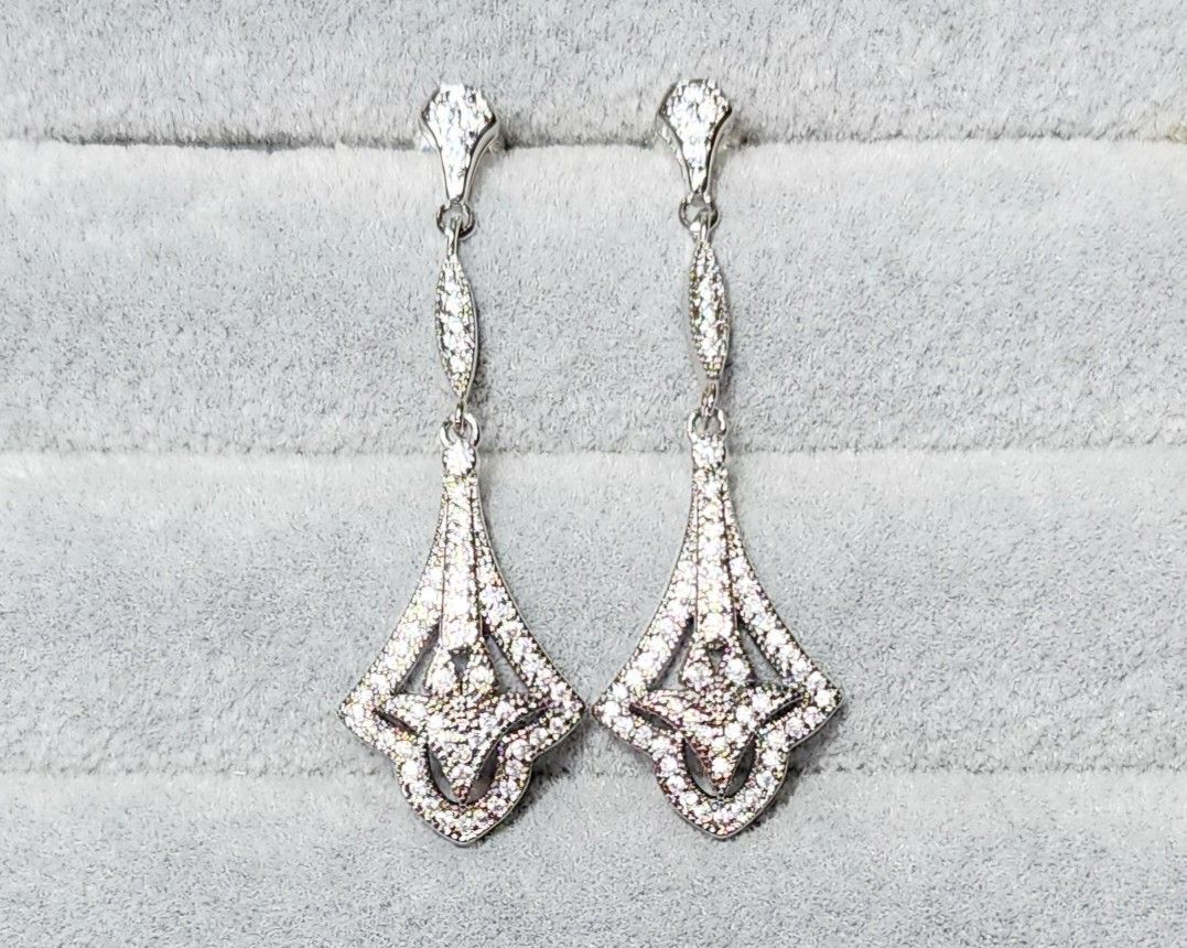 White Sapphire Dangle Earrings