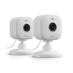 Blink Mini 2 — Home Security & Pet Cameras with HD video, color night view, motion detection, two-way audio, and built-in spotlight — 2 cameras (White