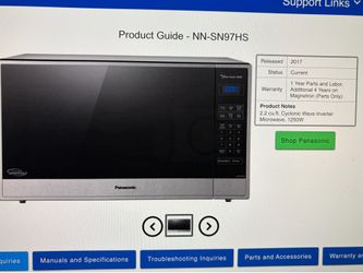 Panasonic NN-SN97HS working 2.2 cu ft cyclonic microwave