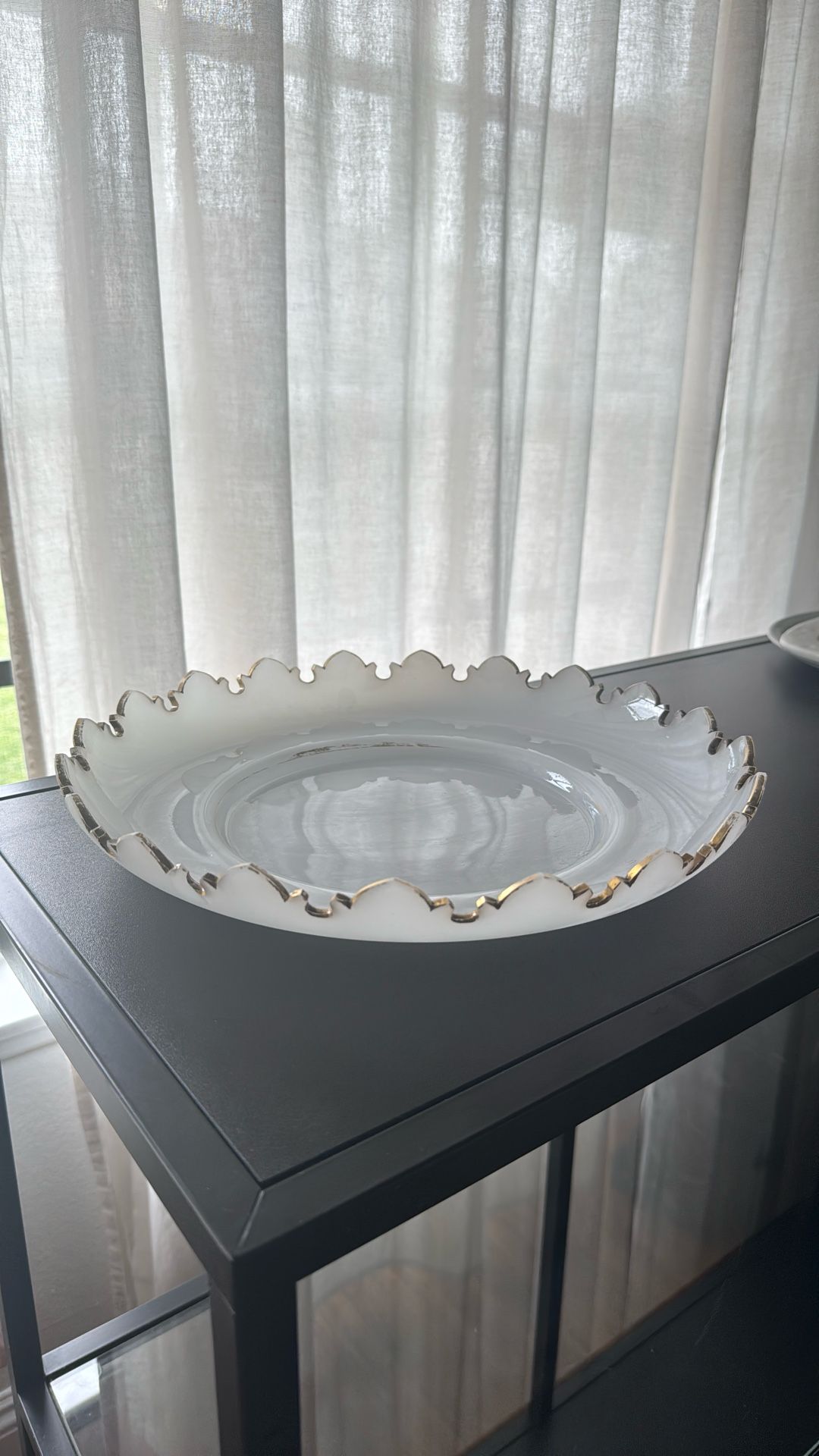 Antique Gold Gilded Milk Glass Platter