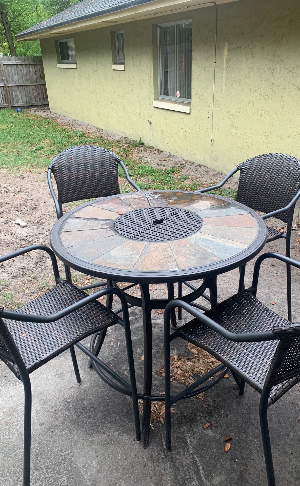 Outdoor high top table and chairs