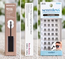 Morphe Brow Mousse, Rare Beauty Eyeliner, and Ardell Lash Extensions Bundle