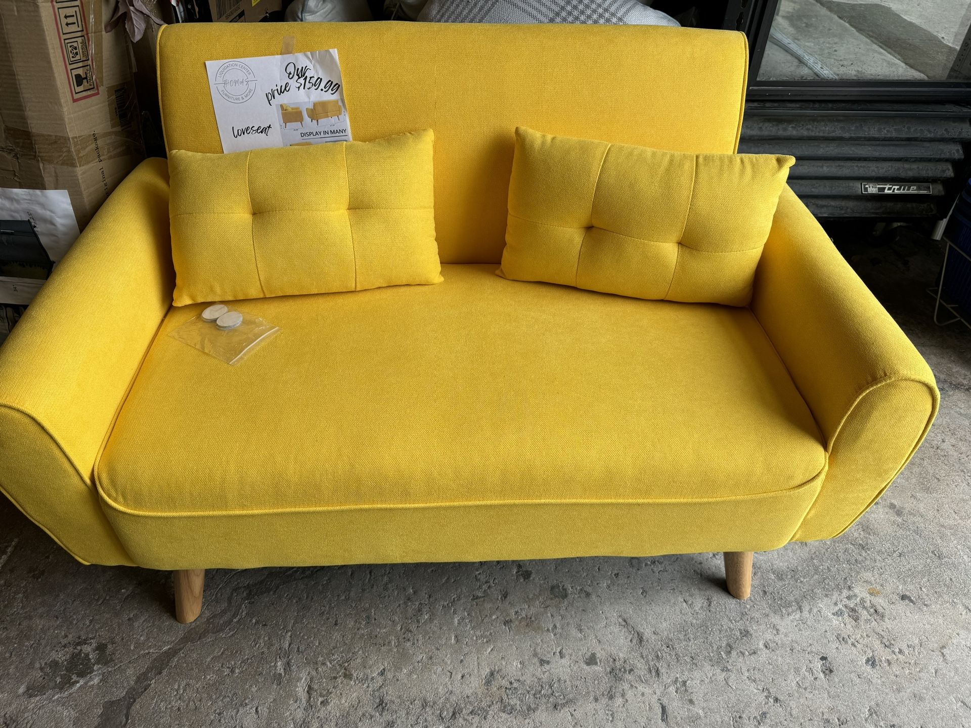Super Cute Small Loveseat Yellow New Fully Assemble