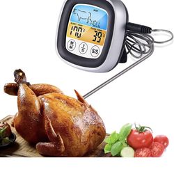 Instant Digital Read Meat Thermometer, Kitchen Cooking Food Thermometer for BBQ Grill Smoker Oil Fry Candy Thermometer, with Large Touch Screen LCD Ba