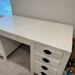 Home Office or Study Desks – Solid Wood, White & Grey Set