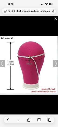 Pink Block Mannequin Head With With Removable Table Clamp For Styling Wigs, Hats and Accessories
