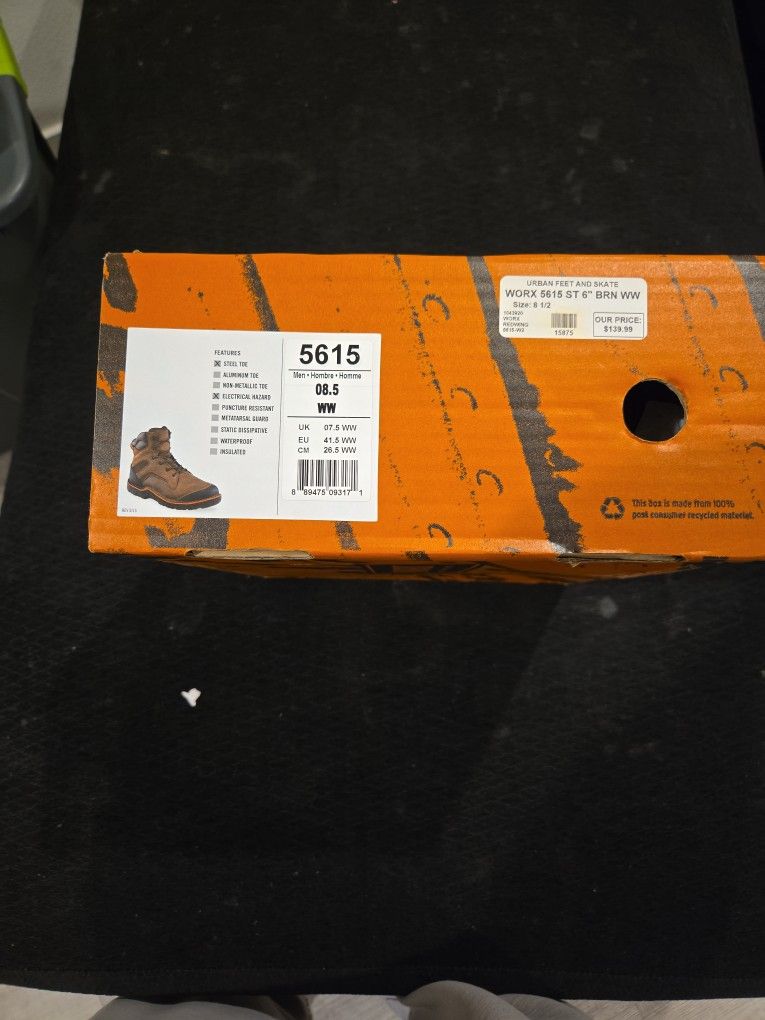 WORX BY RED WING 6"BROWN