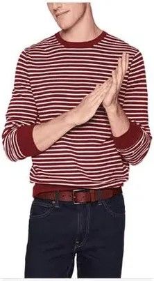 Large J Crew Burgundy Striped Sweater