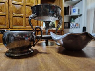 Silver ware platter cups and stand