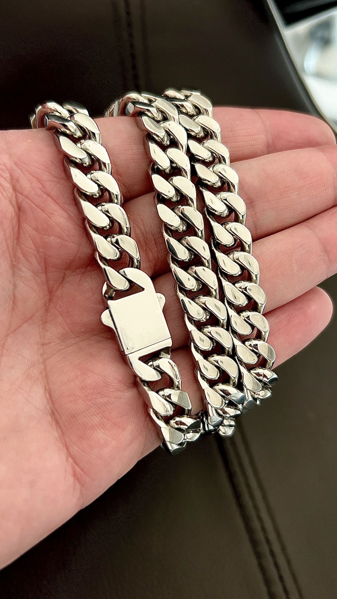 *New* 18K White Gold Polished MIAMI CUBAN CURB LINK NECKLACE 