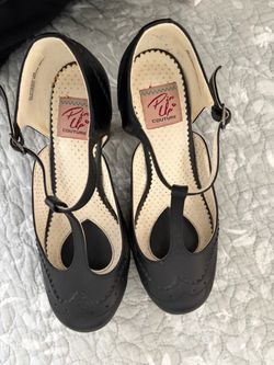 Pin Up Couture Black T-Strap Flapper Heels - Retro Brogue Mary Janes