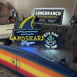 Landshark Lager Fin Palm Tree Beer Bar Light Lamp Neon Signs $300 Firm For All