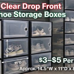50+ Clear Sneaker Shoe Storage Boxes Stackable Drop Front