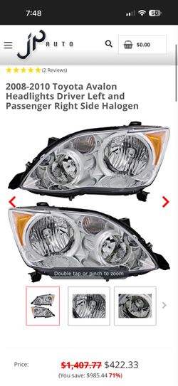 2008-2010 Toyota Avalon Headlights Driver Left and Passenger Right Side Halogen