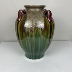 Beautiful Teal Red Ceramic Vase 