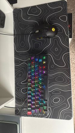 Glorious keyboard, mouse, and LG monitor