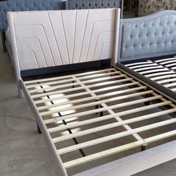 Queen Ivory Platform Bed Frame 