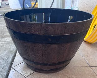 Large Barrel-Style Plastic Planter