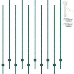 531^7 Feet Fence Post, 10 Pack U-Channel Heavy Duty Metal Fence Posts, Sturdy Steel Fence Stakes for Garden Yard, Lawn, Farms and Outdoor Wire Fencing