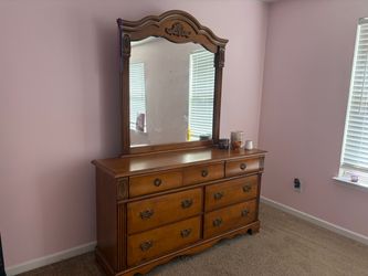 Wood Dresser with Arched Mirror