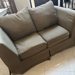 Loveseat Couch Sofa Olive Green neutral Brown