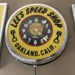 Incredible Man, Cave Hot Rod,  Vintage Glowdial  Neon Clock 