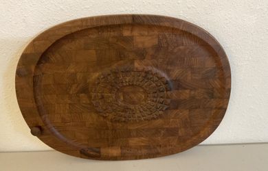 Danish Teak Carving Tray 17 X 13 Mid-Century Modern