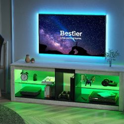 Entertainment Center with LED Lights TV Stand Media Console Table for TVs up to 60", new in box