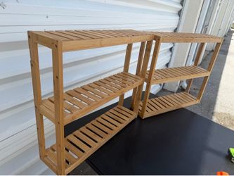 $35 for both! Two Bamboo Slat Wall Hanging Shelf Shelves! Great condition! 24x6x21.5in