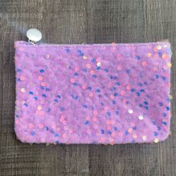 New Lavender Purple Sequin Zip Makeup Pouch Ipsy Cosmetic Bag