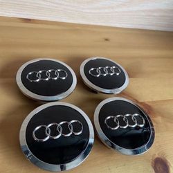 Audi 69mm Black Chrome Wheel Rim Center Hub Caps Emblem 4PC Set 4B0601170A