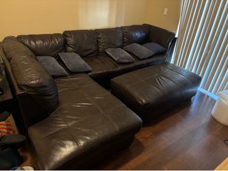 Brown leather couch