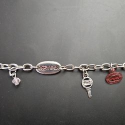 Eco Red Mini Charm Silver Bracelet