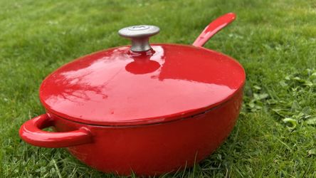 Vintage Mario Vitali Enameled Cast Iron Deep Sauté Pan By Dansk