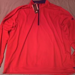 Red Adidas Core Lightweight 1/4-Zip Jacket; Men’s 2XL