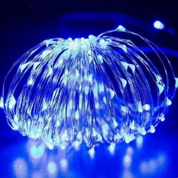 UNOPENED Set Of 4 Solar Copper Wire Fairy Lights — Blue — 20 Meters (65.5’) / 200 LED each
