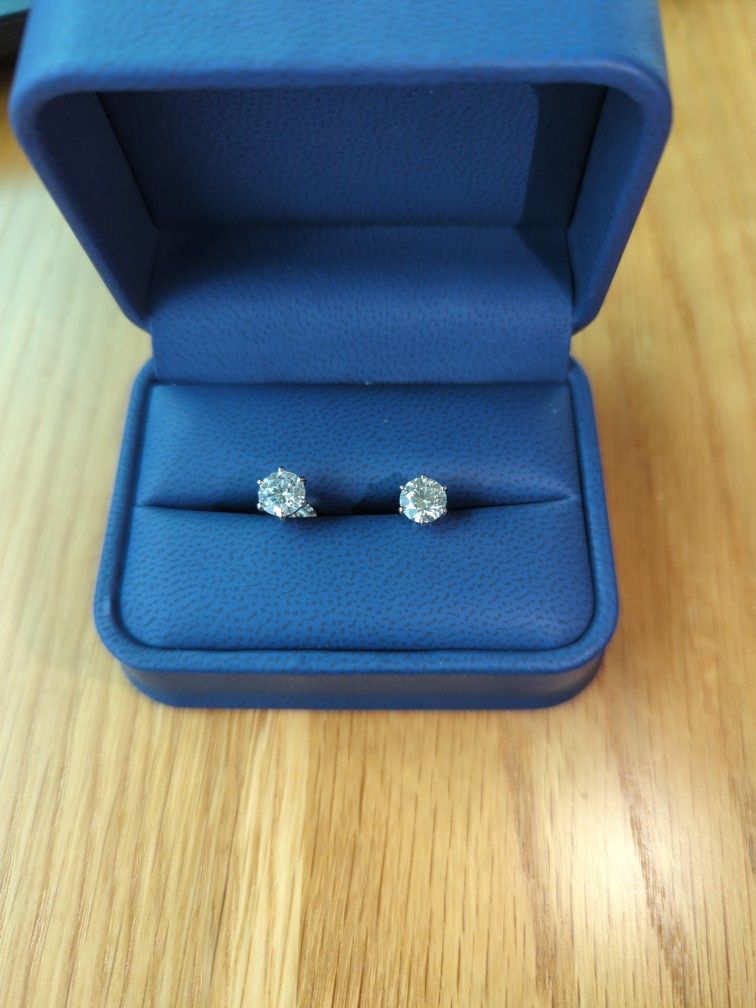 2ctw Diamond Earrings 14k White Certified Lab