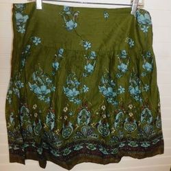 Women's Skirt size Large - Moss Green & Turquoise Paisley