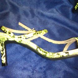 NEW INC Loreline Green And Black Snakeskin Sandals